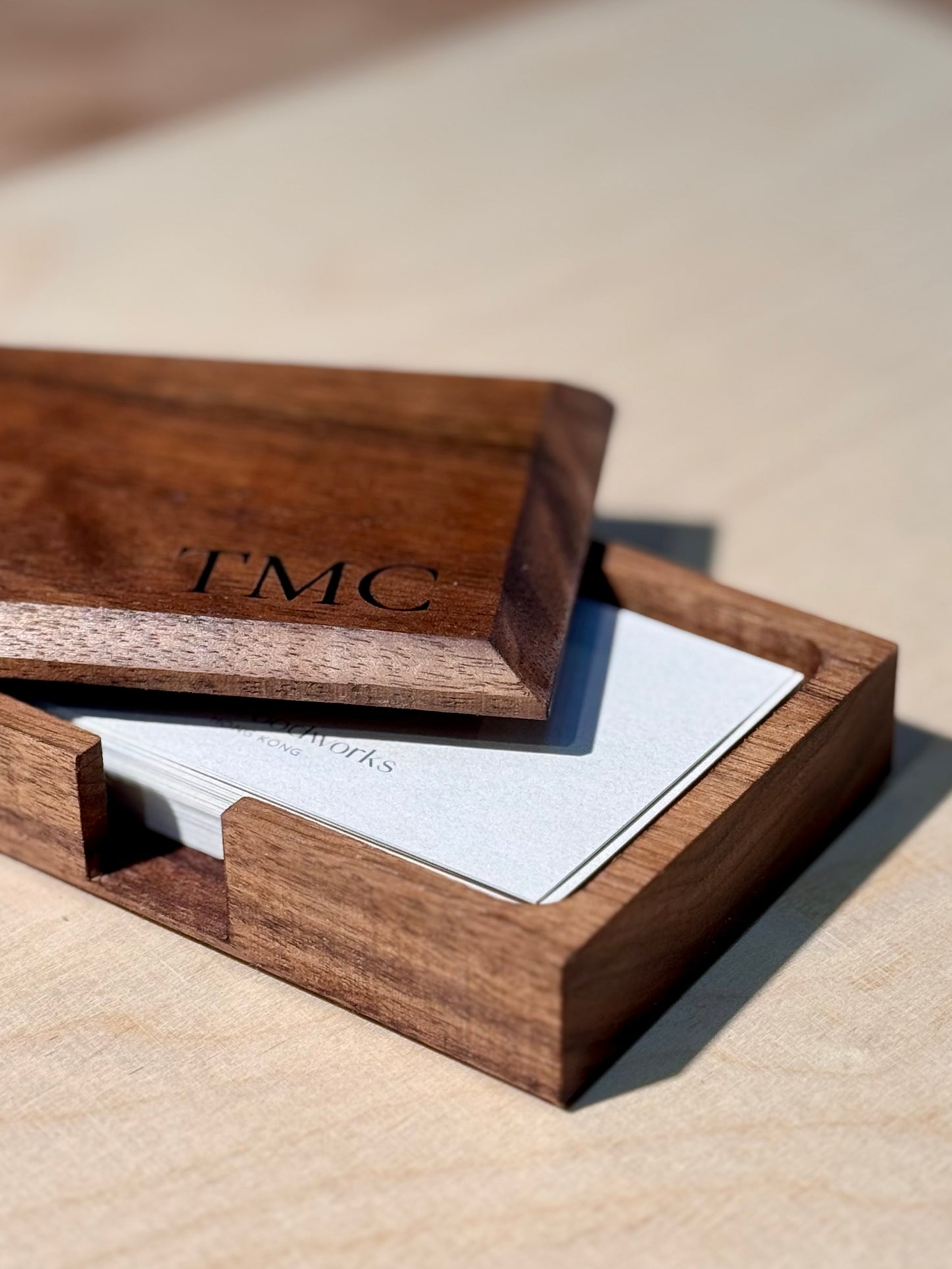 Business Card Holder | Free Personalized Engraving | Walnut / Oak
