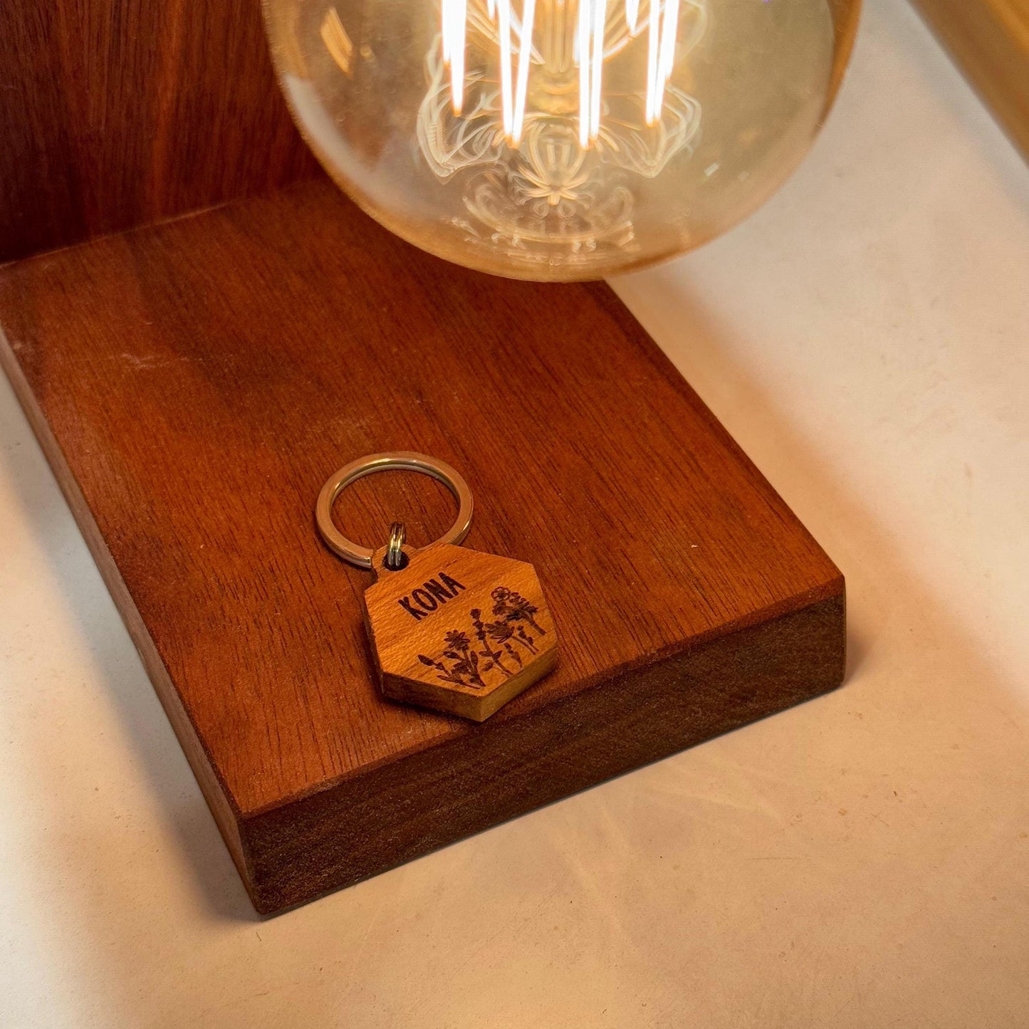 Pet Tag (Hexagon) | Personalized Engraving | Teak / Maple wood