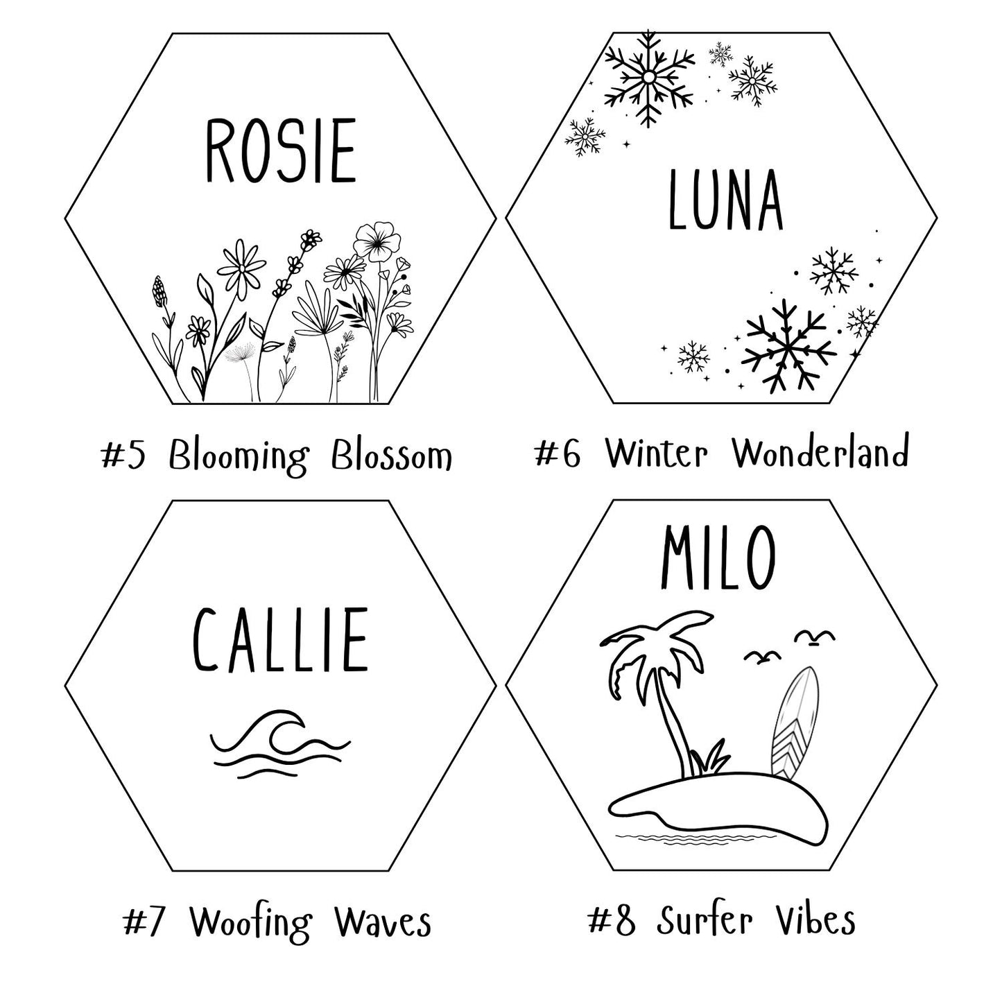 Pet Tag (Hexagon) | Personalized Engraving | Teak / Maple wood