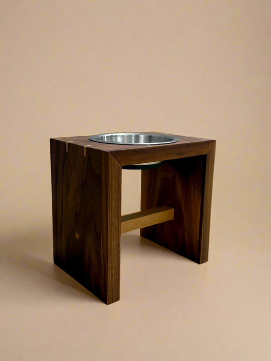 Pet Bowl Stand | Custom Engraving & Sizing | Walnut