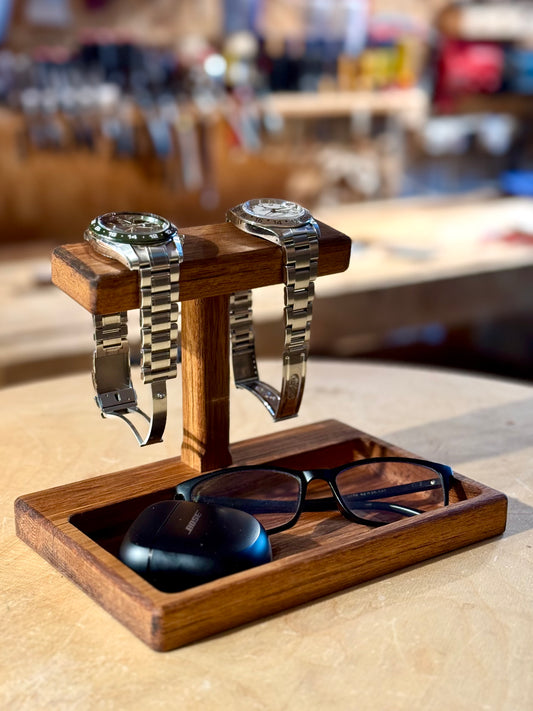 Handmade Watch Stand & Tray | Free Engraving | Walnut / Teak / Padauk wood
