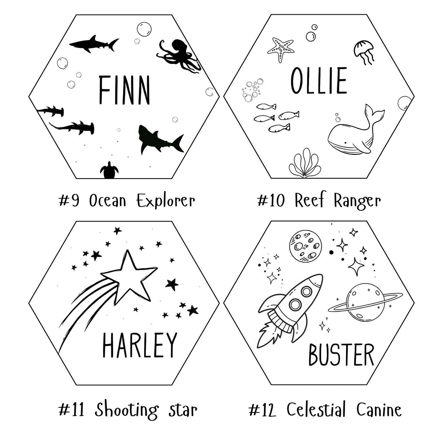Pet Tag (Hexagon) | Personalized Engraving | Teak / Maple wood