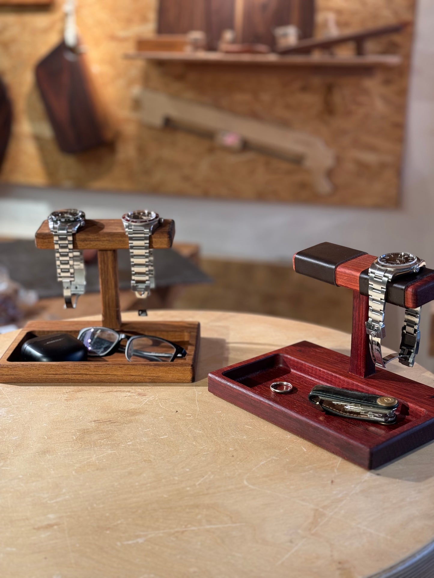 Handmade Watch Stand & Tray | Free Engraving | Walnut / Teak / Padauk wood