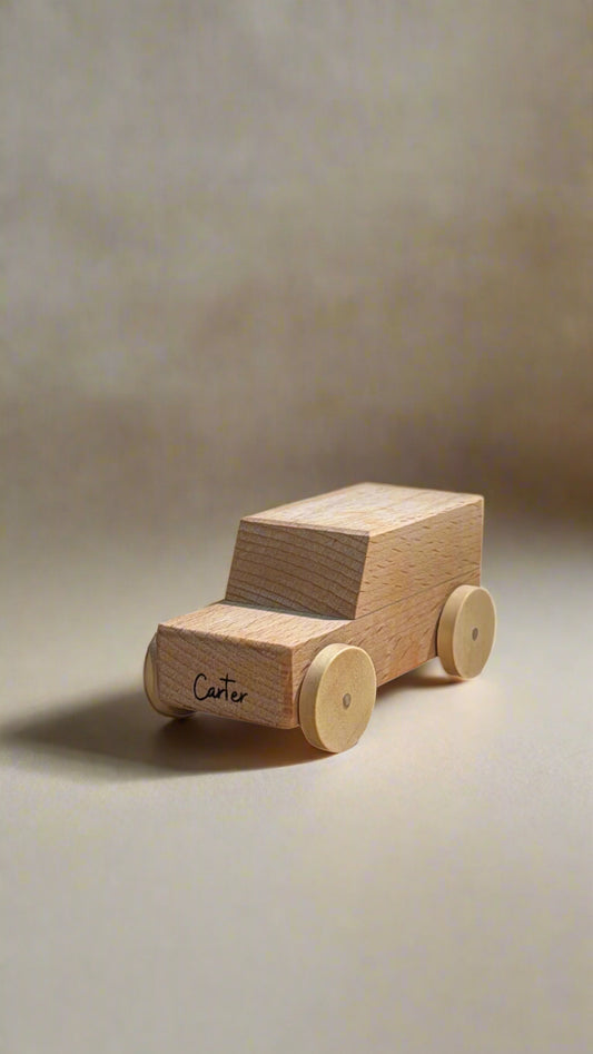 Handmade Wooden SUV Car Toy | Free Personalized Engraving | Beech