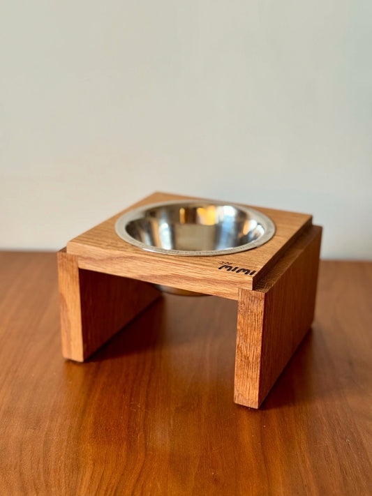 Pet Bowl Stand | Custom Engraving & Sizing | Oak