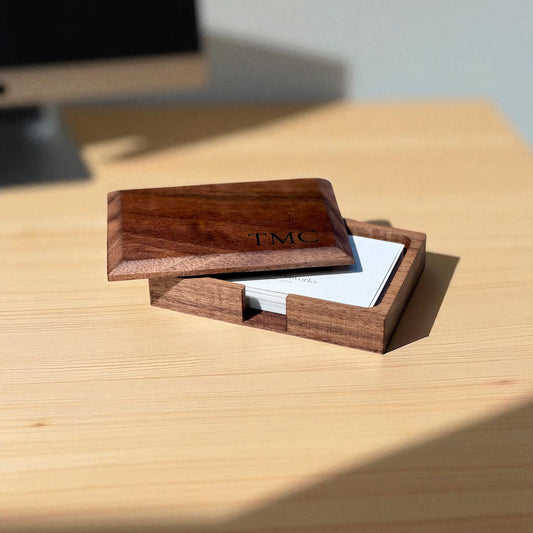 Business Card Holder | Free Personalized Engraving | Walnut / Oak