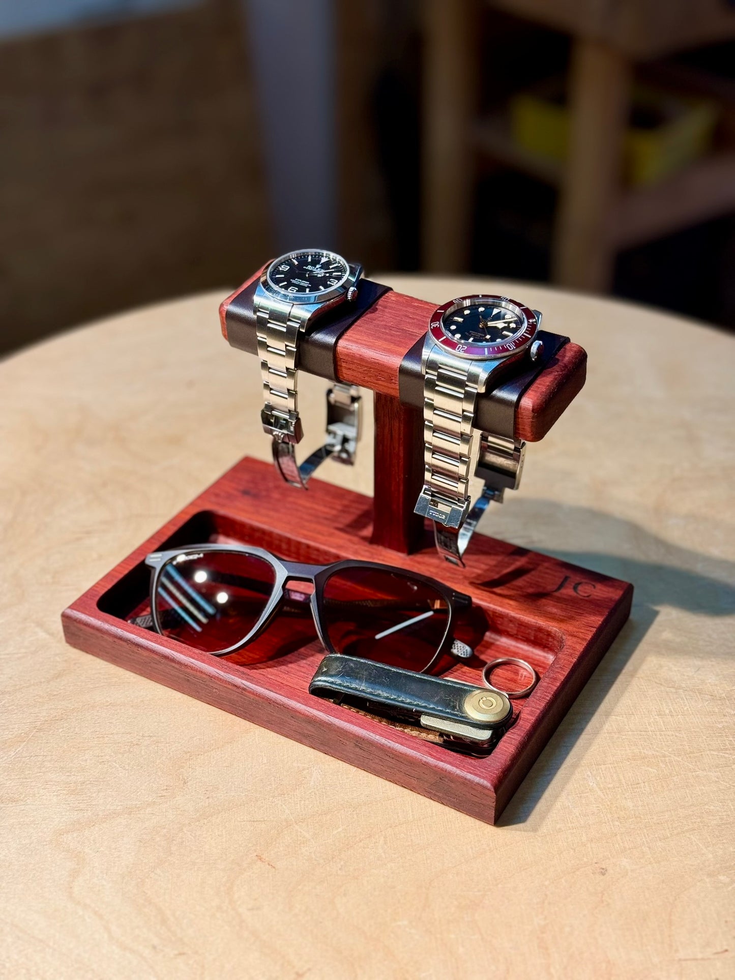 Handmade Watch Stand & Tray | Free Engraving | Walnut / Teak / Padauk wood