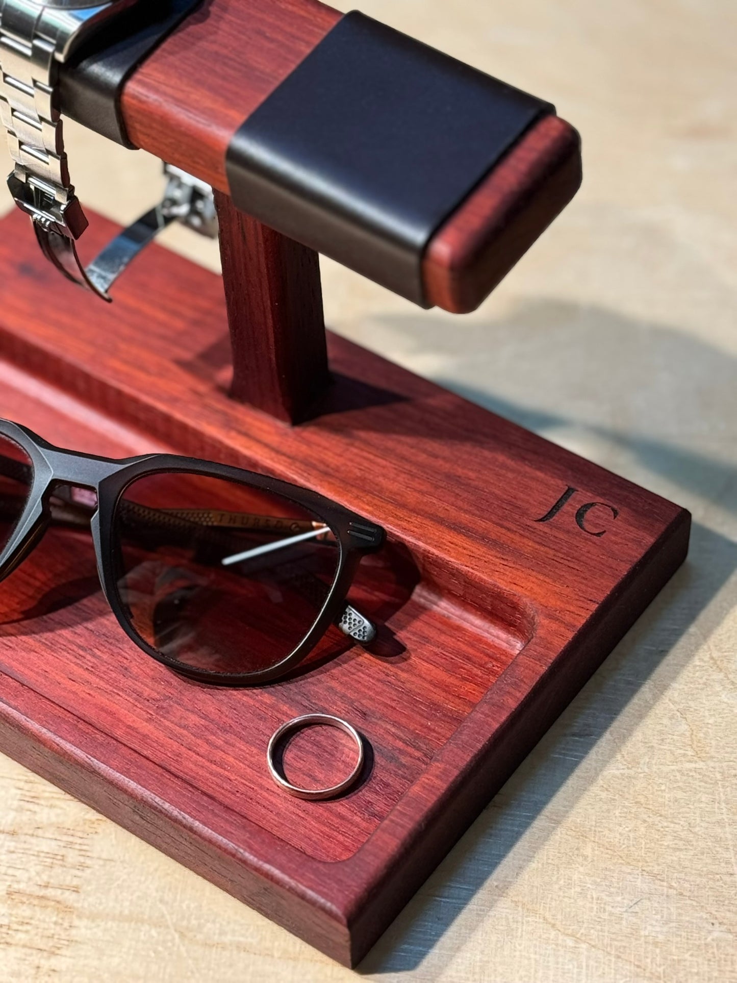 Handmade Watch Stand & Tray | Free Engraving | Walnut / Teak / Padauk wood