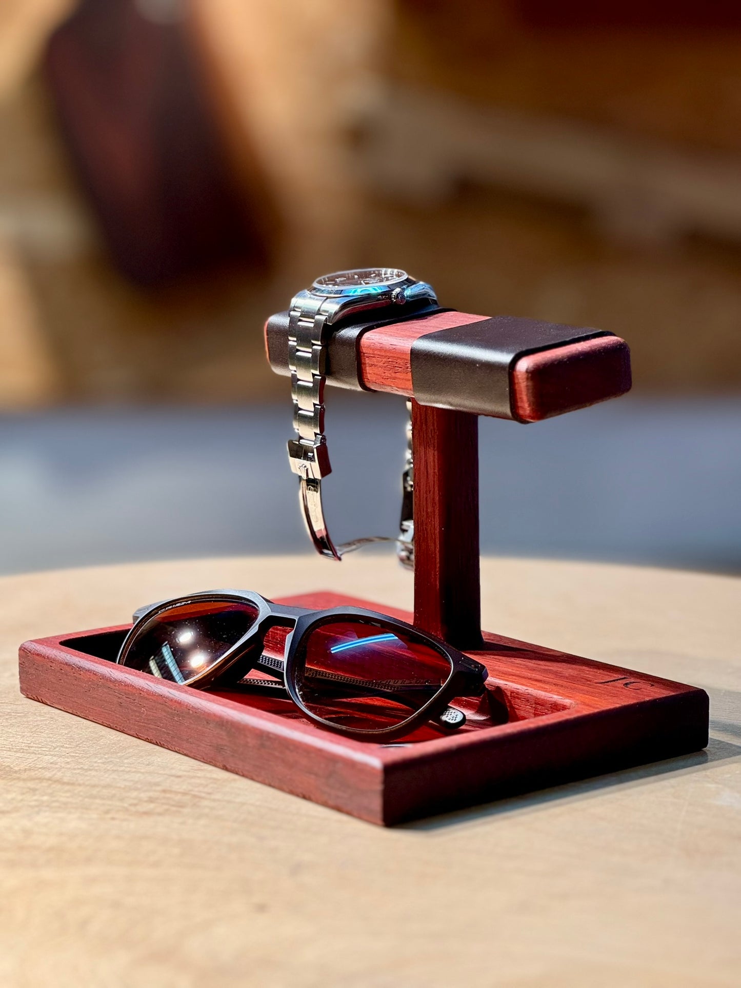 Handmade Watch Stand & Tray | Free Engraving | Walnut / Teak / Padauk wood