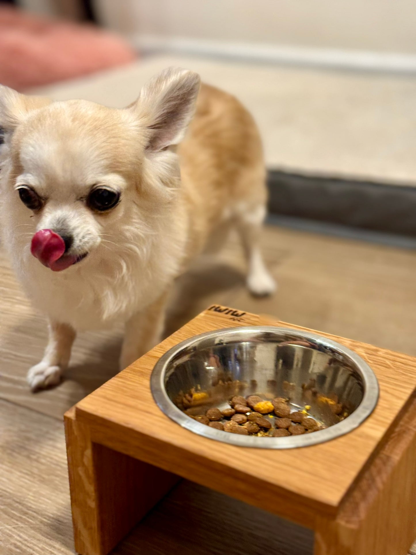 Pet Bowl Stand | Custom Engraving & Sizing | Oak