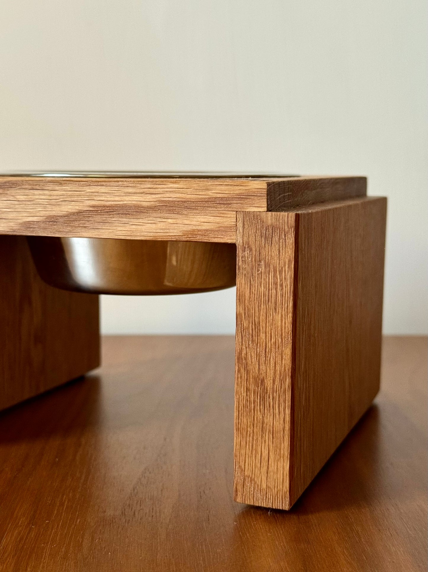 Pet Bowl Stand | Custom Engraving & Sizing | Oak