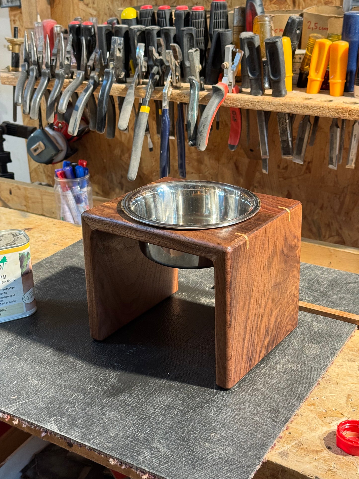 Pet Bowl Stand | Custom Engraving & Sizing | Walnut
