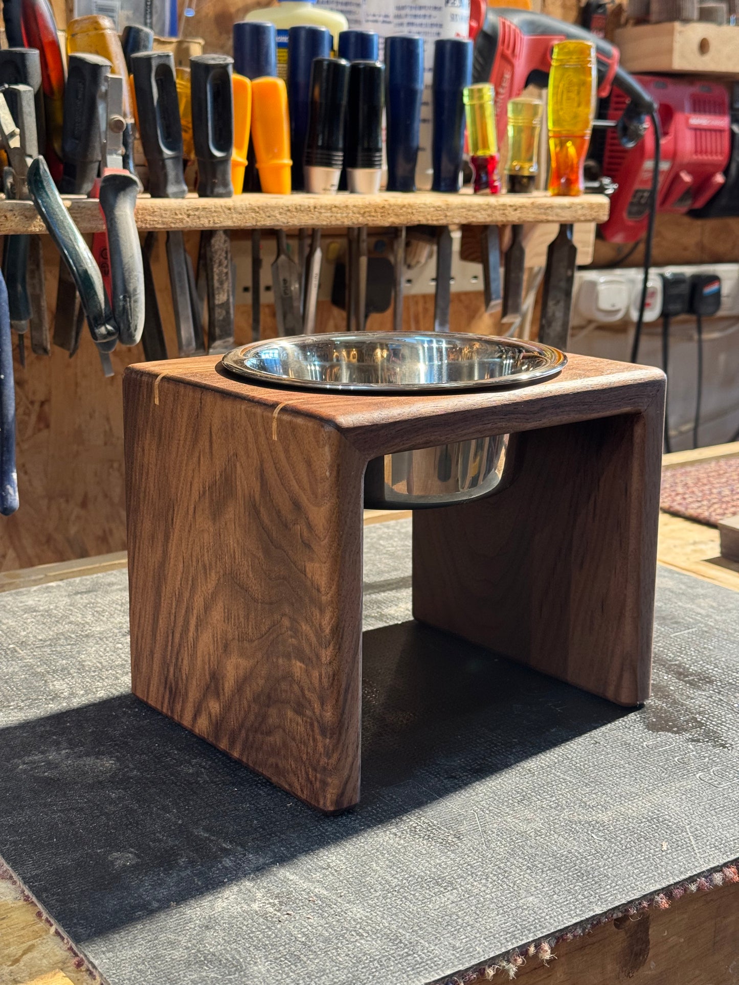 Pet Bowl Stand | Custom Engraving & Sizing | Walnut