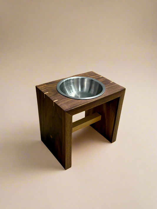 Pet Bowl Stand | Custom Engraving & Sizing | Walnut